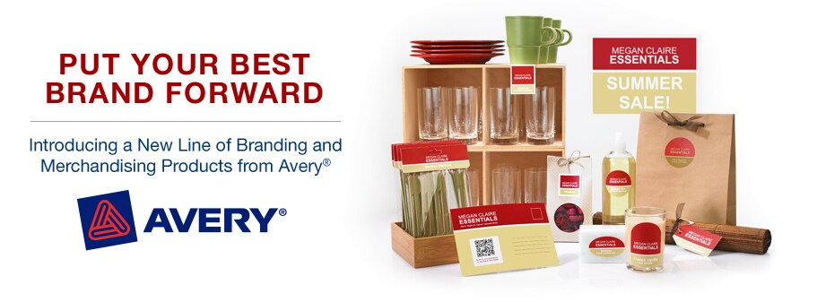 Put Your Best Brand Forward. Introducing a New Line of Branding and Merchandising Products from Avery&reg;.