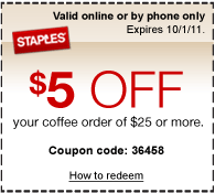$5 OFF your coffee order of $25 or more. Coupon code: 36458.