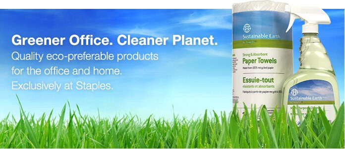 Greener office. Cleaner Planet. Quality eco-preferable products for the office and home. Exclusively at Staples.