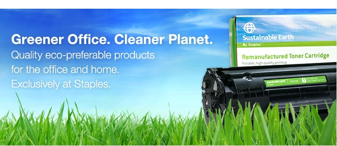 Greener office. Cleaner Planet. Quality eco-preferable products for the office and home. Exclusively at Staples.