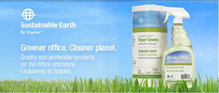 Greener office. Cleaner planet. Quality eco-preferable products for the office and home. Exclusively at Staples.