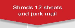 Shreds 12 sheets and junkmail