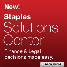 New! Staples Solutions Center. Finance & Legal decisions made easy. Learn more.