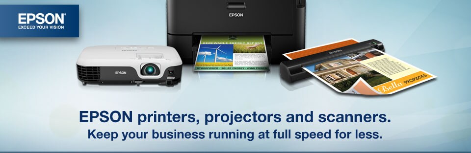 Epson printers, projects and scanners. Keep your business running at full speed for less.