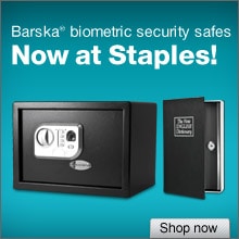 New at Staples Barska Biometric Safes