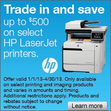 Trade in and save up to $500 on select HP LaserJet printers