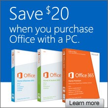 Save $20 When You Purchase Office with a PC