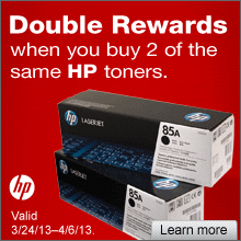 Double Rewards when you buy 2 of the same HP toners.