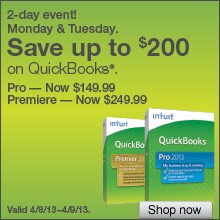2 day event!! Monday and Tuesday. Save up to $200 on Quickbooks.