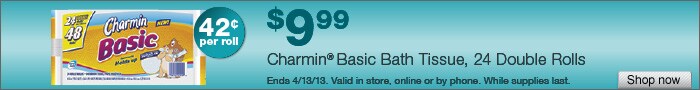 Deal on Charmin Basic Bath Tissue, 24 Double Rolls – Only 42 cents per roll