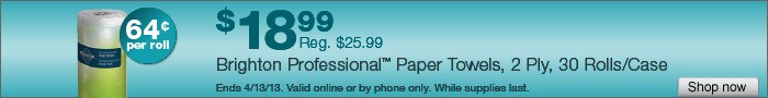 Deal on Brighton Professional Paper Towels, 30 Rolls/Case – Only 64 cents per roll
