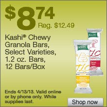 Deal on Kashi Chewy Granola Bars, Select Varieties, 12 Bars/Box – Only $8.74