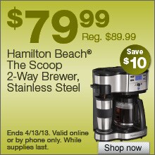 Deal on Hamilton Beach The Scoop 2-Way Brewer – Save $10