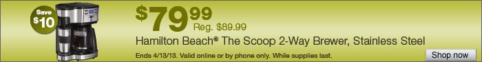 Deal on Hamilton Beach The Scoop 2-Way Brewer – Save $10