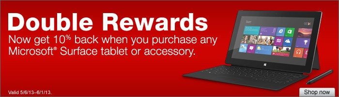 Double Rewards: Now Get 10% Back When You Purchase Any Microsoft Surface Tablet or Accessory