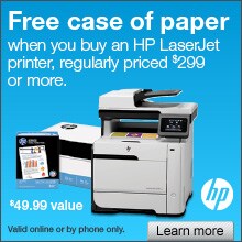 HP Free case of paper with purchase