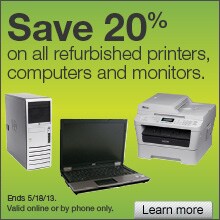 Save 20% on all refurbished computers, monitors & printers