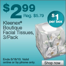 Deal on Kleenex Boutique Facial Tissue, 3/Pack – Only $2.99! That’s only $1 per box!