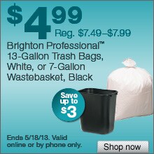 Deal on Brighton Professional 13 Gallon Trash Bags and 7 Gallon Wastebasket – Save up to $3!