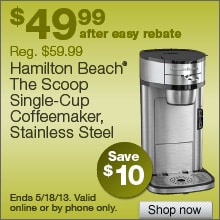 Deal on Hamilton Beach The Scoop Single Cup Coffee Maker – Save $10!