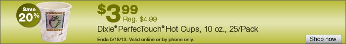 Deal on Dixie PerfecTouch Hot Cups, 10 oz., 25/Pack – Save 20%!