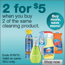 Deal on select cleaning products – 2 for $5!