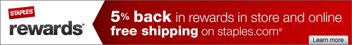 Staples Rewards Center - 5% back in rewards on everything & free shipping
