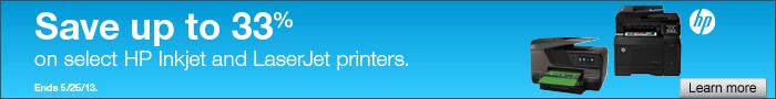 Save up to 33% on select HP Inkjet and LaserJet Printers.