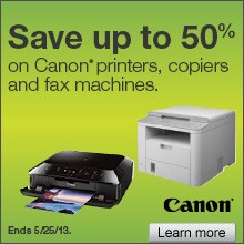 Save up to 50% on Canon printers, copiers and fax machines.