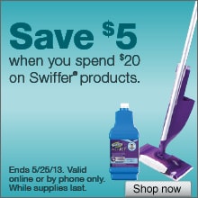 Deal on Swiffer products – Save $5 when you spend $20!