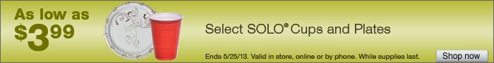 Deal on Select Solo Cups and Plates – As low as $3.99!