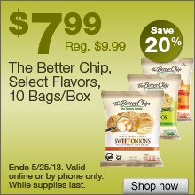 Deal on The Better Chip Tortilla Chips, Select flavors, 10 Bags/Box – Save 20%!