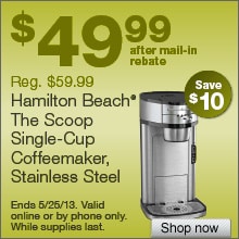 Deal on Hamilton Beach The Scoop Single-Cup Coffee Maker – Save $10!