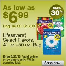 Deal on select Lifesavers, 41 – 50 oz. Bags – Save 30%!