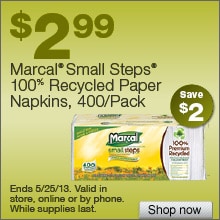 Deal on Marcal Small Steps 100% Recycled Paper Napkins, 400/Pack – Save $2!