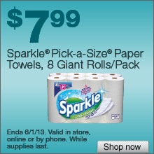 Deal on Sparkle Pick-a-Size Paper Towels – 8 Giant Rolls/Pack – Now $7.99