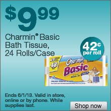 Charmin Basic Bath Tissue, 24 Rolls/Case – Now $9.99 – Only 42 cents per roll!
