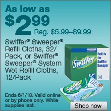 Deal on select Swiffer Sweeper Refill Cloths – As low as $2.99