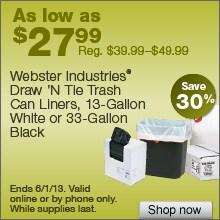 Deal on select Webster Draw ‘N Tie Trash Can Liners – Save 30%