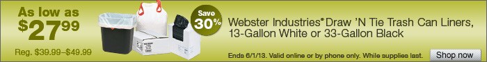 Deal on select Webster Draw ‘N Tie Trash Can Liners – Save 30%