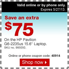 Save an extra $75 on the HP Pavilion G6