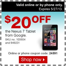 $20 off the Nexus 7 Tablet from Google