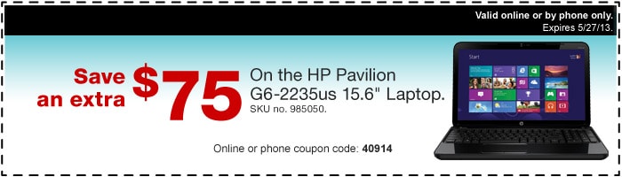 Save an extra $75 on the HP Pavilion G6