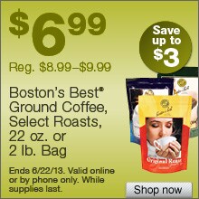 Deal on Boston’s Best Ground Coffee, 22 oz. and 2lb. Bags – Save up to $3