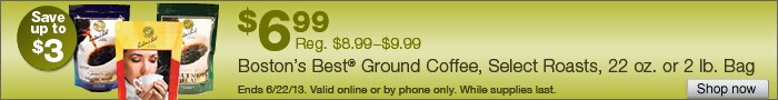 Deal on Boston’s Best Ground Coffee, 22 oz. and 2lb. Bags – Save up to $3