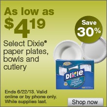 Deal on select Dixie plates, bowls and cutlery – Save 30%