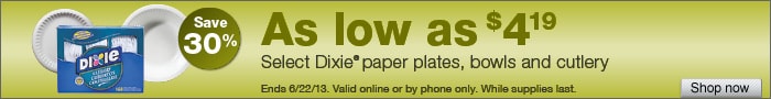 Deal on select Dixie plates, bowls and cutlery – Save 30%