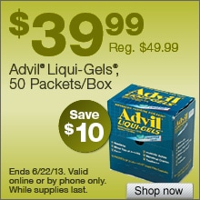 Deal on Advil Liqui-Gels, 50 Packets/Box – Save $10