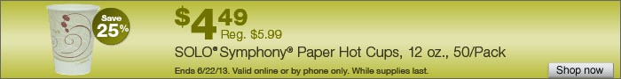 Deal on Solo Symphony Paper Hot Cups, 12 oz., 50/Pack – Save 25%