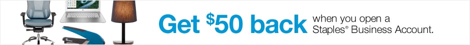 Get $50 cash back when you open a Staples Business Account.